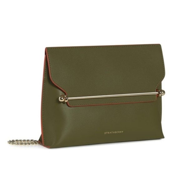 Strathberry Handbags - Strathberry Convertible Crossbody Stylist Bamboo Fire Edge NWT Gold Chain Strap